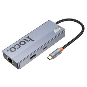 HOCO HB51 6-in-1 Multi-Function Converter(HDTV+RJ45+PD+USB3.0*3) - Gray
