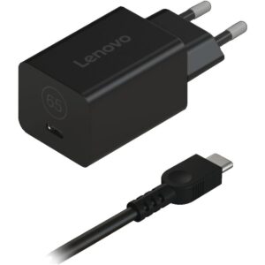 Lenovo GaN Nano 65W USB-C Fast & Safe Charging USB-C Output Port with 1.8 m USB C Cable - EU Plug