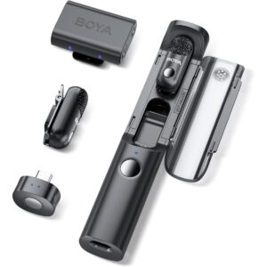 BOYA Magic-03 Wireless Lavalier Microphone, 30Hrs Battery,328FT LOS Range, Safety Track &Limiter, Portable Wireless Mini Lapel mic for USB Type-C Android iPhone 16/15 Camera Camcorder Vlog Podcast