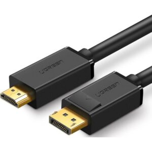 UGREEN 4K UHD DP to HDMI Cable, Audio Video Sync, Support 4K 3D Vision, Stable Single Transfer, 2.25Gbps Bandwidth, 2.0 Meter Length, Black