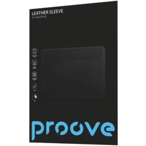 Proove Leather Sleeve MacBook Support 13.6"/14.2" Premium eco-Leather, Moisture Drainage; Magnetic Closure , Black