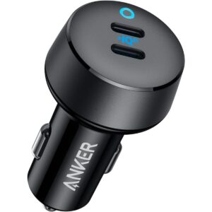 Anker 323 Car Charger, 52W, Dual Port High-Speed Charging, USB-C + USB-A Ports, Universal Compatibility with Power IQ 3.0, Compact Design, Matte Finish, LED Light, Black