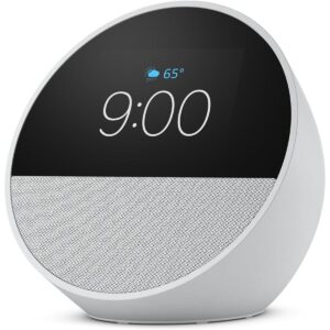 Amazon Echo Spot (2024 release) Smart Alarm Clock With Vibrant Sound + Alexa, White