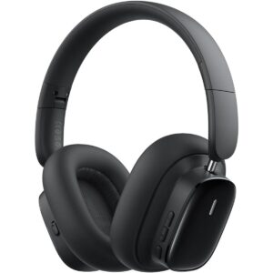 Baseus Bowie H1s Bluetooth Headset Foldable, Active Noise Cancelling Wireless Over-Ear Headphone, PX4 Waterproof, up to 100Hrs - Black
