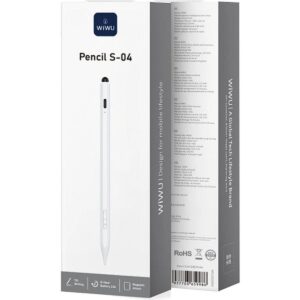 WiWU Pencil S-04 Stylus Pen, Palm Rejection Capacitate Touch Screen Tablet Active Stylus Pencil - White