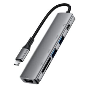 ACEFAST J18 6 in 1 USB-C Hub HDMI 4K 60Hz HD PD 90W Fast Charge Docking Station with SD / TF Card Slot - Gray