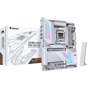 GIGABYTE X870E AORUS PRO X3D ICE ATX AM5 Motherboard, AMD X870E Chipset, 4x DDR5 DIMM Slots, Up to 256GB Max Memory, 1x PCIe 5.0 x16 with PCIe UD Slots, 4x M.2 Slots