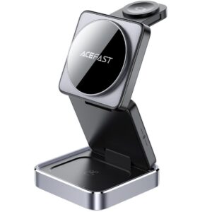 ACEFAST E20 Desktop Wireless Charger Phone Watch Earphone 3-in-1 Charging Station - Gray