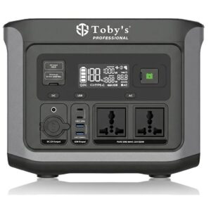 Toby’s TBS-144A Portable Power Station 600W, 144000mAh (460.8Wh) Lithium Battery, 220V AC Output 400W, DC 12-50V 200W Max, PD 100W - Black