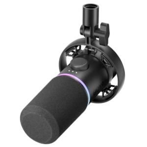 BOYA CastMic S60 USB & XLR RGB Dynamic Microphone, RGB & sound-reactive lighting for an immersive vibe, One-knob control for gain, volume, mix, and noise cancel - Black
