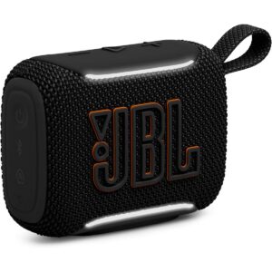 JBL Go 5 - Ultra-Portable Waterproof & Drop-Proof Speaker with JBL Legendary Sound & Ambient Edge Lighting, AirTouch Instant Stereo Pairing or Link Multiple Compatible Speakers via Auracast™ (Black)