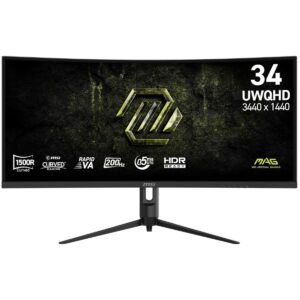 MSI MAG 342CQRF E20 34" UWQHD 4K Curved 1500R 200Hz ,0.5ms , sRGB 110% 1.07B Color HDR Ready AI Vision Less Blue Light Adaptive-Sync - Black