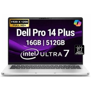 Dell Pro 14 Plus PB14250 (2026) AI Capable PC NEW Intel® Ultra 7 Gen II 266V vPro 8-Cores Elegant & Durable Aluminum Design w/ 3 Years Wrranty , Platinum Silver