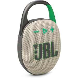 JBL Clip 5 - Ultra-Portable, Waterproof & Dustproof Bluetooth Speaker, Big Pro Sound with Punchy bass, Integrated Carabiner, Up to 12 Hours of Play, Made in Part with Recycled Materials , Sand