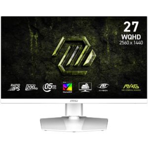 MSI MAG 274QRFW E20 27" Rapid IPS Display, WQHD 2K, 200Hz Refresh Rate, 0.5ms (GtG) Response Time, NVIDIA G-SYNC Compatible, 1.07B Color Display - White