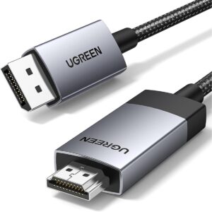 UGREEN 4K DisplayPort to HDMI Cable HDR Active DP 1.2 to HDMI 2.0 Cord 2M Compatible with Monitor, Projector, Dell, Lenovo, HP