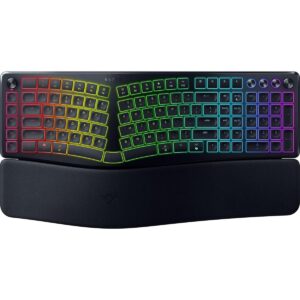 Razer Pro Type Ergo Wireless Split Ergonomic RGB Keyboard – Adjustable Tilt, Wrist Rest, Natural Typing, Multi Device Connectivity (2.4 GHz, Bluetooth, USB Type C), Windows/Mac Compatible – Black