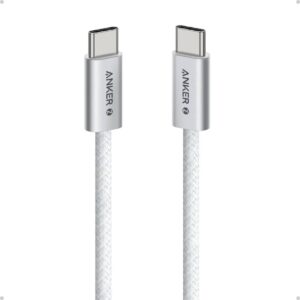 Anker Zolo USB C to USB C Cable, Full-Speed 240W Charging Cable, Dirt-Resistant Unibody, 5.8mm Thickness, 480 Mbps Data Transfer, Durable Braided Exterior, 1M Cable Length, White