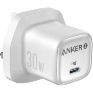 Anker A2698 Zolo 30W Compact USB C GaN Charger, 30W Power Output, Superior Temperature Management, Innovative Stacking Technology, Advanced GaN II Technology, White