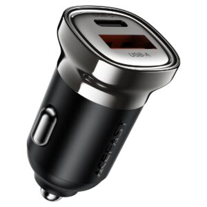 ACEFAST B19 PD30W USB-C + USB-A Car Charger - Metal Grey