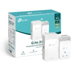 TP-Link PGW2440 KIT Advanced Protocol G.hn2400 Powerline Adapter, AX1800Mbps WiFi 6 Internet Booster KIT, Extra Power Socket, 2+1 Gigabit Ethernet Ports
