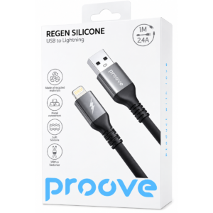 Proove Soft Silicone USB to Lightning Cable 2.4 A 1m Black