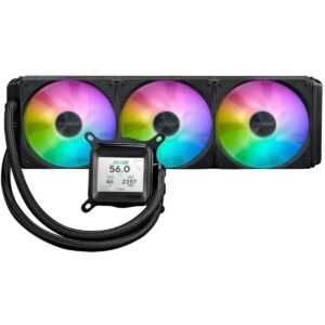 ASUS Prime LC 360 aRGB LCD CPU Liquid Cooler, 2.3" LCD Display, 360mm Radiator, 3x PRIME LC 36025 Integrated Fan, 2500 RPM Fan Speed, 77.22 CFM Fan Airflow, Black