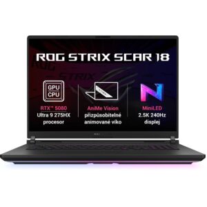ASUS ROG Strix SCAR 18 (2025) G835LW Intel Core Ultra 9 Gen II 275HX 24-Cores w/ NVIDIA RTX™ 5080 16GB DDR7 & ROG Nebula 2.5K IPS 240Hz Display , Off Black