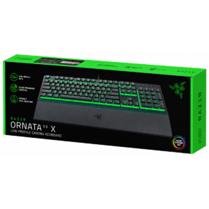 Razer Ornata V3 X Gaming Low-Profile Keys Silent Membrane Switches Spill Resistant Chroma RGB Lighting Ergonomic Wrist Rest - Arabic / English