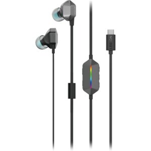 Lenovo Legion E510 RGB Gaming in-Ear Headphones with USB-C 7.1 Surround Sound, Hi-Res Audio, in-Line Controller with RGB Lights - Compatible with PC, Tablet, Phone
